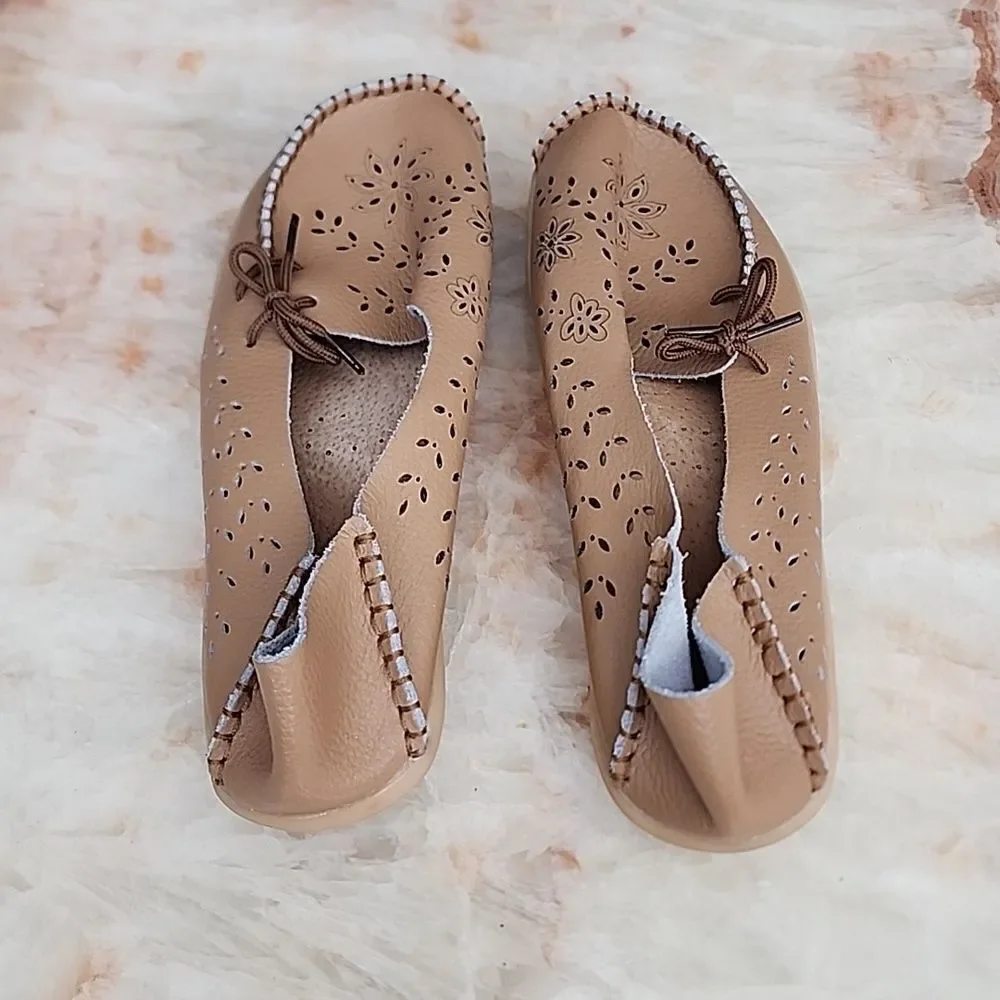 Khaki Leather Loafers
